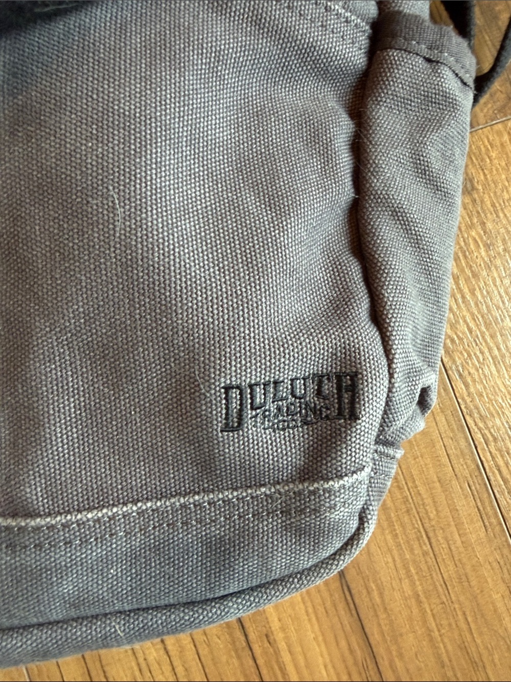 Duluth Trading Co Gray Canvas Crossbody Messenger with Black Strap - Picture 2 of 4